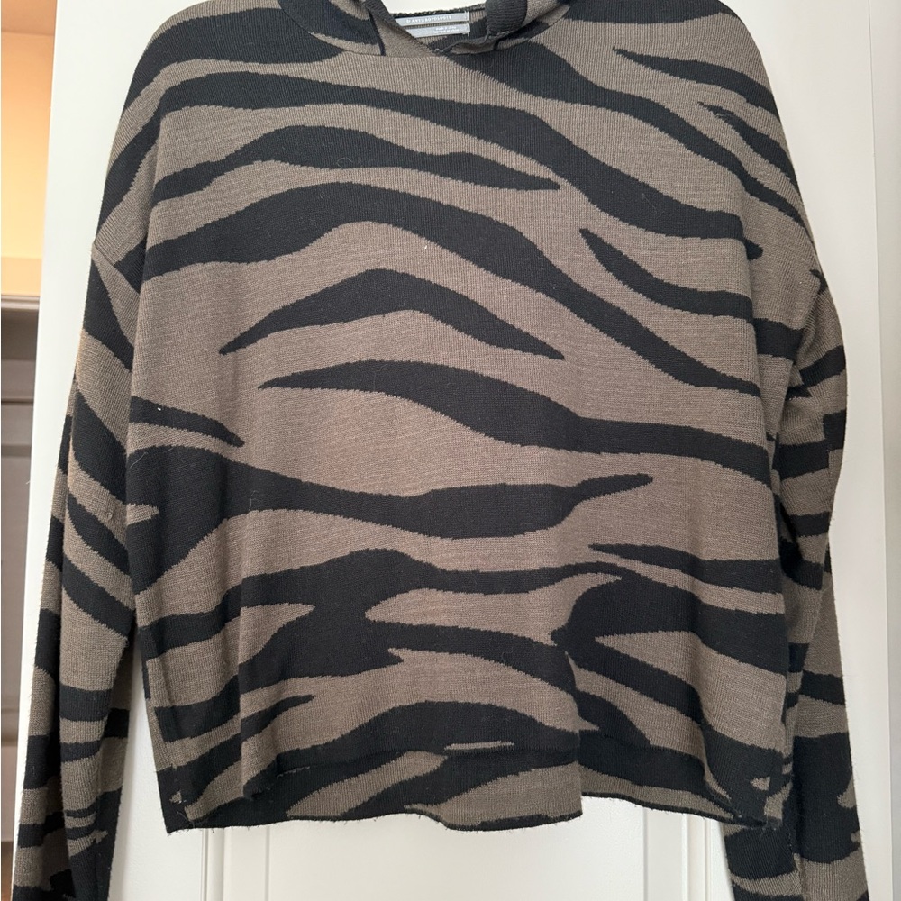 Anthropologie Black and Tan Zebra Turtleneck Sweater